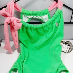 Juicy Couture Girl's Vintage Swim Suit Green Stretch Terry Sz 8
